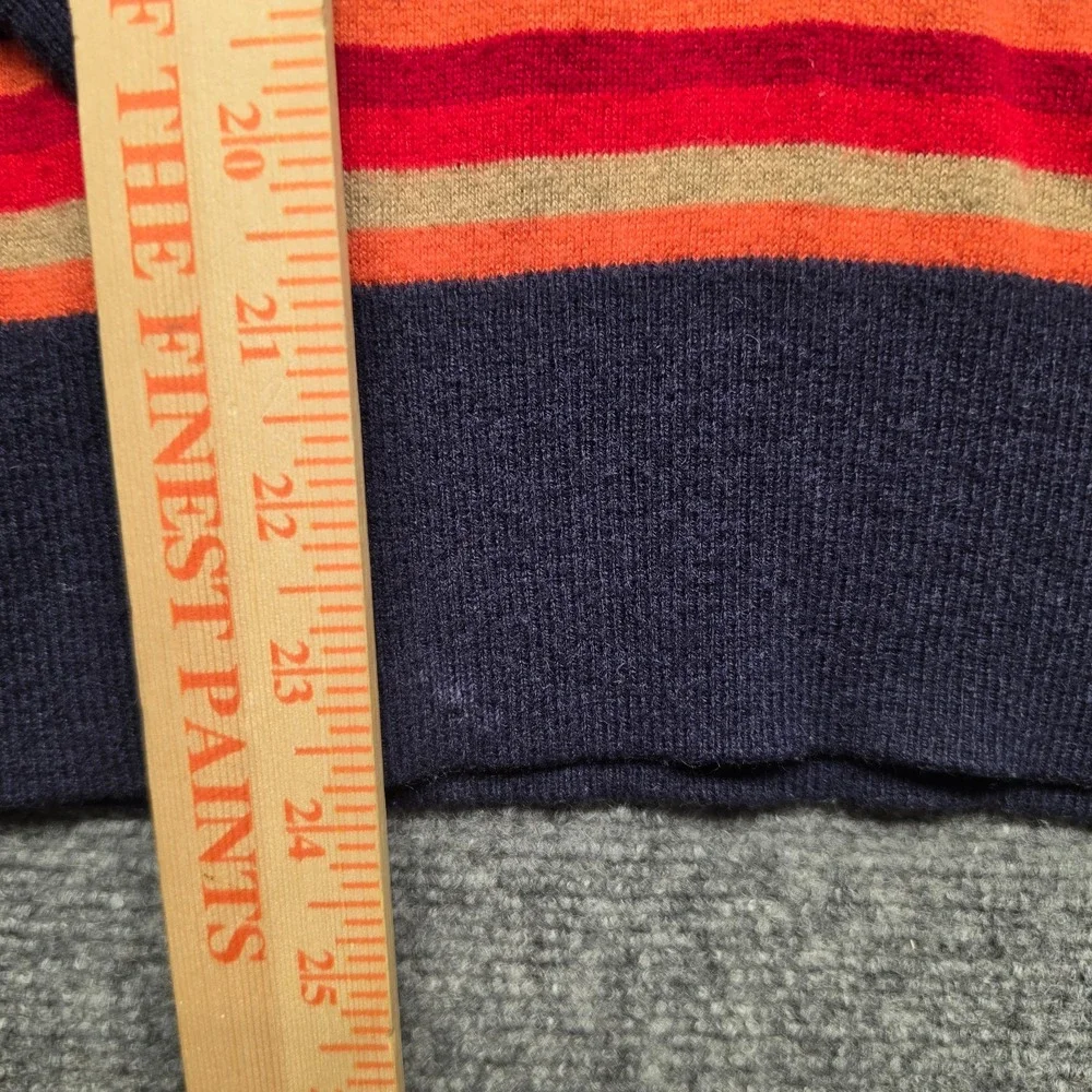 Talbots Rainbow Stripe Knit Sweater Women Size S Navy Trim Boatneck Pullover